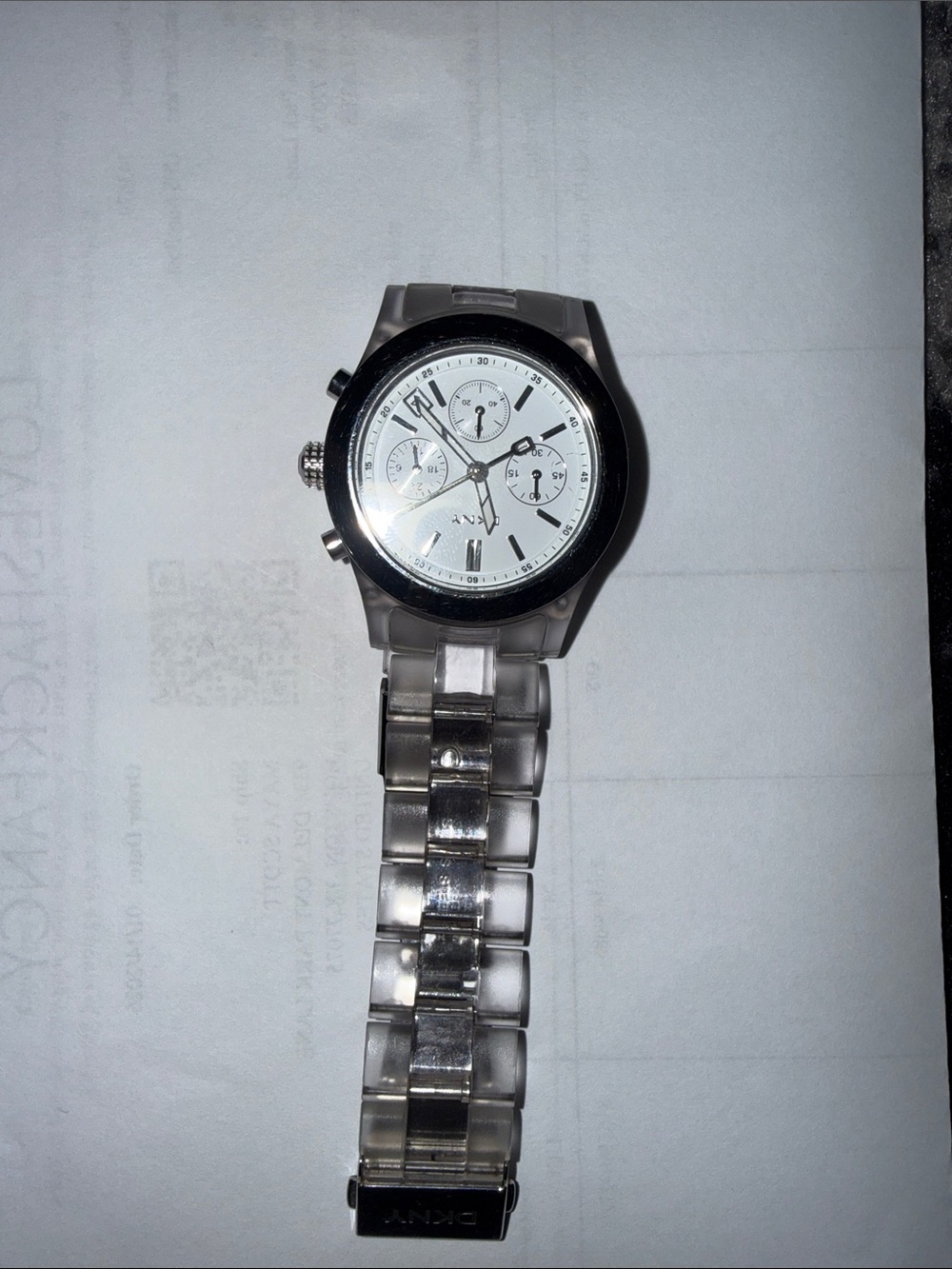 DKNY women’s Silver Stainless Steel Chronograph Watch - Silver/White
